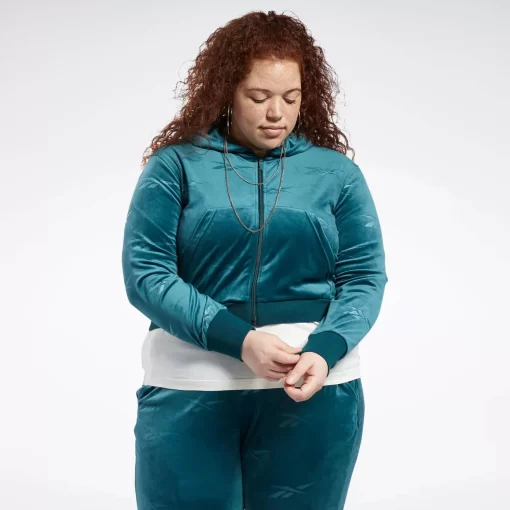 Hoodies & Sweatshirts | Reebok Hoodies & Sweatshirts Classics Energy Q4 Velour Zip-Up Sweatshirt (Plus Size)