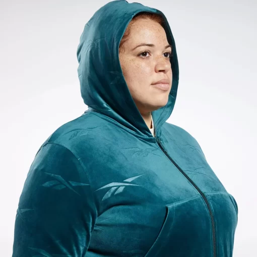 Hoodies & Sweatshirts | Reebok Hoodies & Sweatshirts Classics Energy Q4 Velour Zip-Up Sweatshirt (Plus Size)